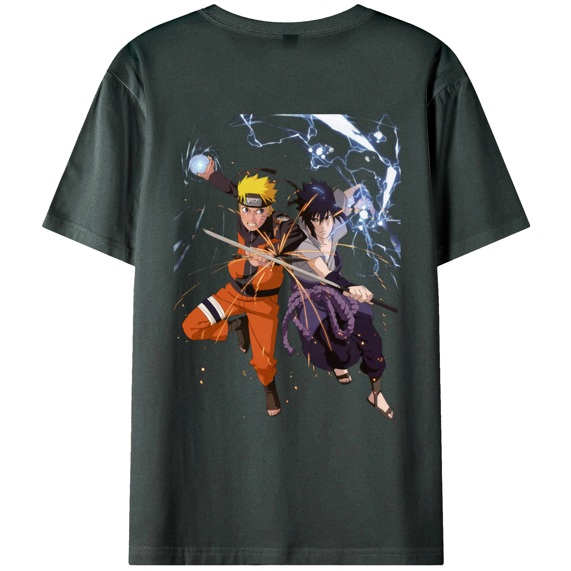 （画像用） NARUTO -ナルト- うずまき ナルト Uzumaki Naruto 綿100％ メンズ半袖Tシャツ（バックプリント） 通気性